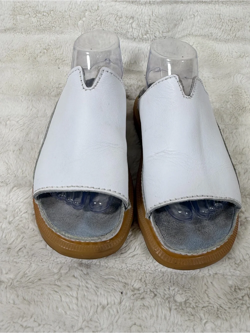 Dr Martens Vintage Y2k Sandals US 8 White Leather Chunky Sole Slip Ons Flower